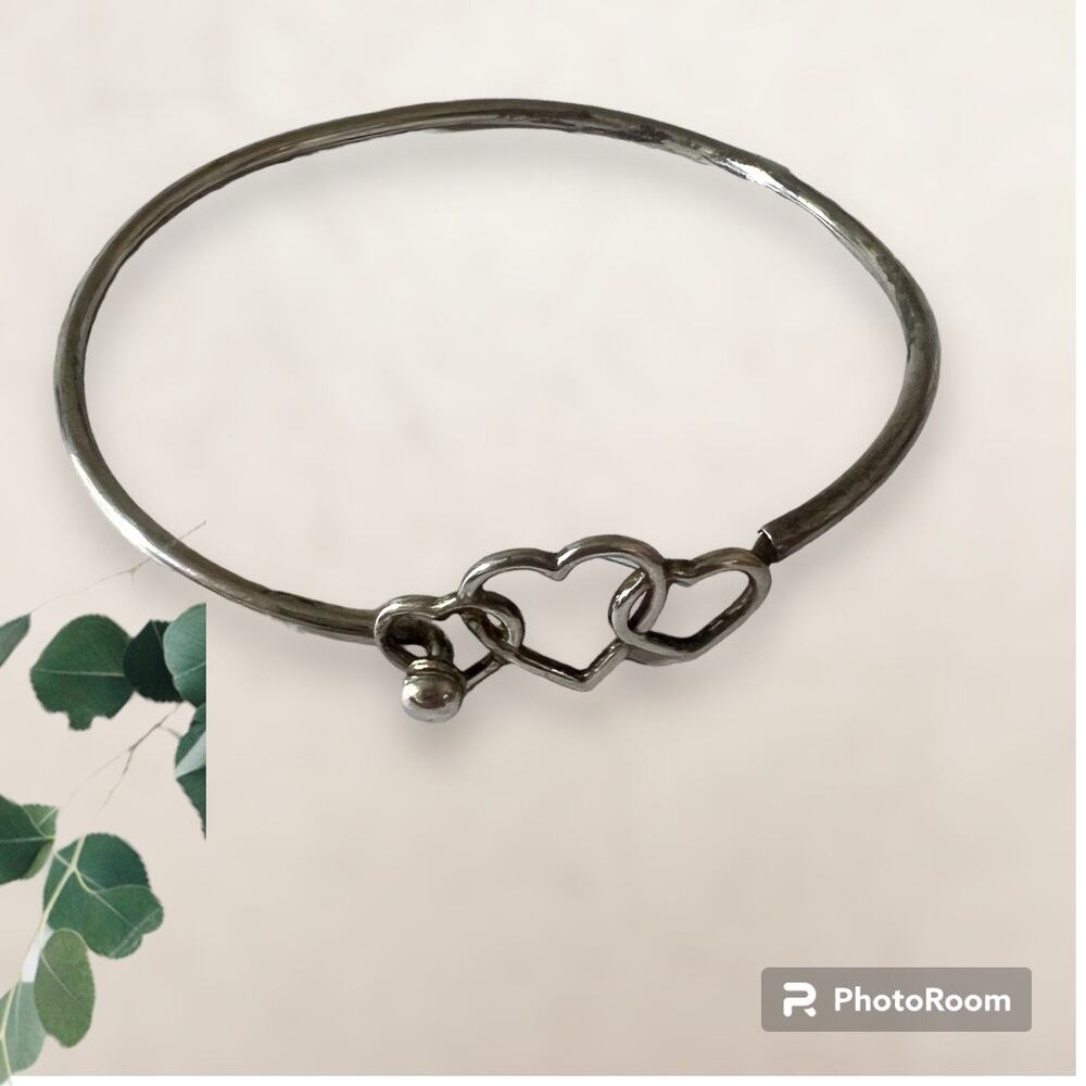 Sterling Silver Heart Bracelet cuff bangle